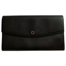 Bulgari-Black leather travel wallet-Black