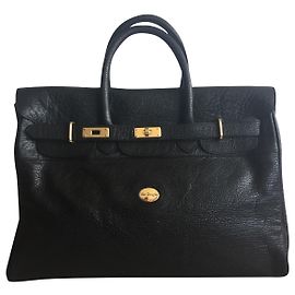 Large Mac Douglas PYLA bag in black grained leather in excellent condition Black