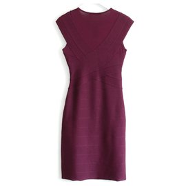 Christian Dior-AW02 Damson Knit Bandage Dress-Prune