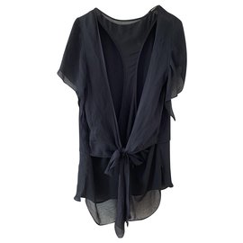 Zara Black backless silk top Black