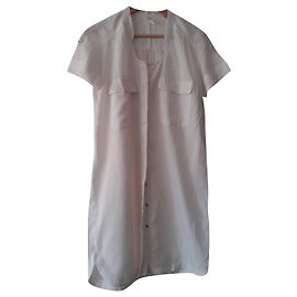 Vestido de camisa Ikks branco de algodão e viscose Branco