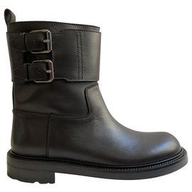 Loewe-Motorcycle black leather boots-Black