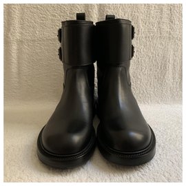 Loewe-Motorcycle black leather boots-Black