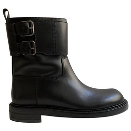 Loewe-Motorcycle black leather boots-Black