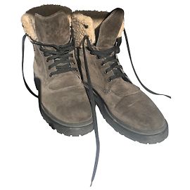 Bottines en cuir Moncler Patty Gris Gris
