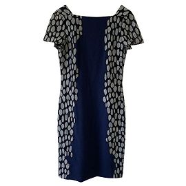 Diane Von Furstenberg DvF Queen Kleid mit Spitzendetails Schwarz Weiß Blau