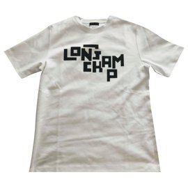 Longchamp-Übergroßes getragenes Baumwoll-T-Shirt mit Longchamp-Grafiklogo-Weiß