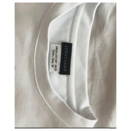 Longchamp-Übergroßes getragenes Baumwoll-T-Shirt mit Longchamp-Grafiklogo-Weiß