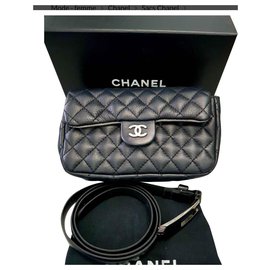 Chanel-Clutch with Chanel chanel belt-Black,Metallic