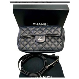Chanel-Pochette avec ceinture Chanel  chanel-Noir,Métallisé