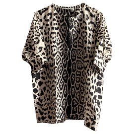 Yves Saint Laurent Tunique courte animalier en soie Multicolore
