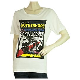 Dsquared2 D2 Camiseta estampada Brotherhood White Womans de manga corta, talla M Blanco Multicolor