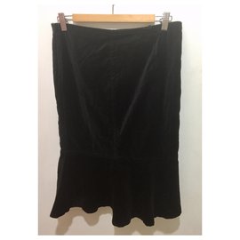 Max Mara-Black velvet skirt-Black