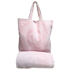 Cabas Chanel plage + serviette Rose