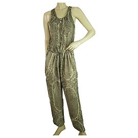 Isabel Marant Etoile Beige Azul Ecaille Semi Sheer Seda Total Mono Mono 36 Multicolor