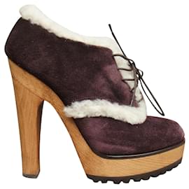 Dolce & Gabbana-botas bajas de piel de oveja Dolce & Gabbana y madera t 40-Púrpura