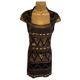 French Connection Vestidos Azul Dourado