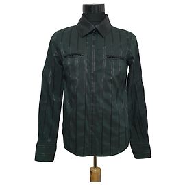 Camisa Versace Sport verde escuro e preta Preto Verde escuro