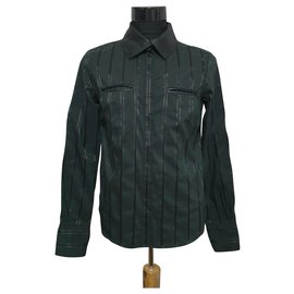 Versace-Camisas-Preto,Verde escuro