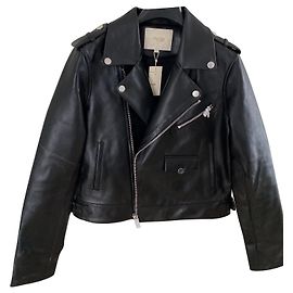 Veste Maje en cuir noir Noir