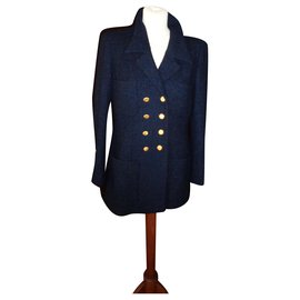 Chanel Navy Blue Wool Jacket Blue