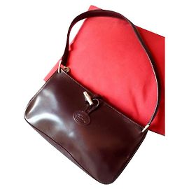 Longchamp Roseau Leather Handbag Dark Red Dark red