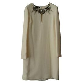 Gucci Cocktailkleid Seide Creme Roh