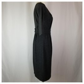 Vera Wang-Vera Wang wool silk dress-Dark grey