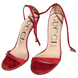 Sandales Gucci en daim de cerf rouge Rouge