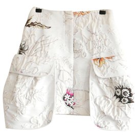 Fendi-SS17 Oversized Pocket Brocade Mini Skirt-White