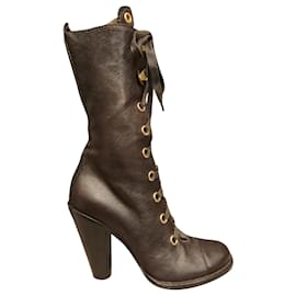 Dolce & Gabbana-Dolce & Gabbana p lace-up ankle boots 40-Dark brown