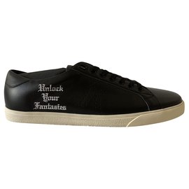 Céline-Black leather Triomphe sneakers-Black