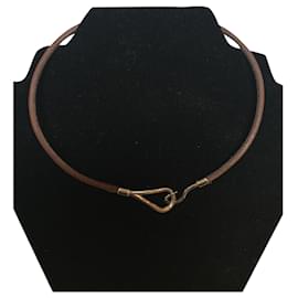 Boucles d'oreilles Hermès Jumbo en argent Marron