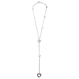 Tiffany & Co Sterling Silver Coração Link Lariat Colar Prata