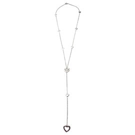 Tiffany & Co-Tiffany & Co Sterling Silver Heart Link Lariat Necklace-Silvery