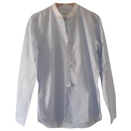 Camisa Sandro de algodón azul claro con cuello blanco Azul claro