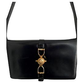 Pochette Vintage Céline Trio en cuir de veau Bleu