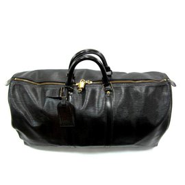 Louis Vuitton-KEEPALL 60 CUIR EPI NOIR-Noir