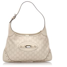 Gucci White Guccissima Punch Hobo Blanco Crudo