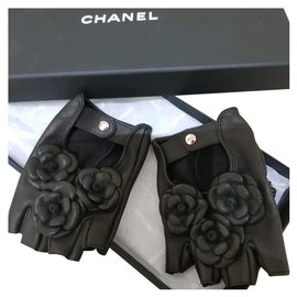 Chanel-Chanel camellia gloves-Black