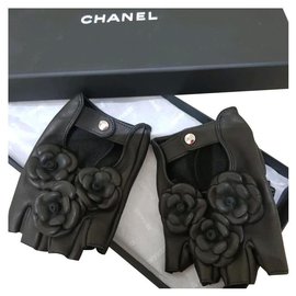 Chanel-Chanel camelia guanti-Nero