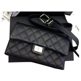 Chanel-Chanel banana chanel pouch / mini bag-Black,Metallic