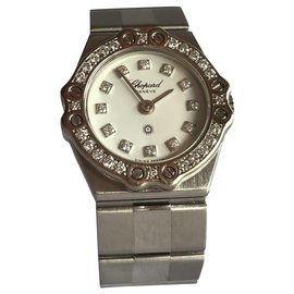 Chopard-Chopard 18K White Gold Diamond Bezel  Ladies Watch-Silvery