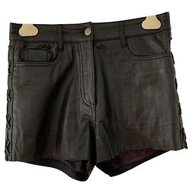 Schwarze Sandro-Shorts aus Lammfell Schwarz