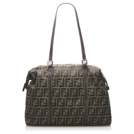 Fendi-Fendi Brown Zucca Canvas Tote Bag-Brown