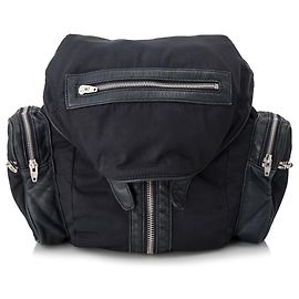 Alexander Wang Mochila Marti de nylon con ribete de piel de cordero negra Negro