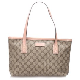 Gucci-Gucci Brown GG Supreme Einkaufstasche-Braun,Pink,Beige