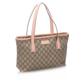 Gucci-Gucci Brown GG Supreme Einkaufstasche-Braun,Pink,Beige