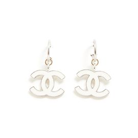 Chanel OFF WHITE SILVER CC DURING HOOPS Silvery
