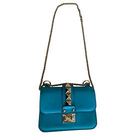 Bolsa Valentino Garavani Mini GlamLock Rockstud Azul Couro Azul